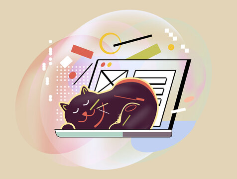 Sleeping cat on laptop 