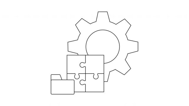 Integration Concept - Gear, Puzzle Pieces, and Folder Illustration.