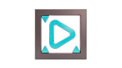 Abstract Play Button Icon with Blue Triangles in Gray Frame