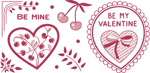 Vector illustration of a pink Valentine greeting card featuring a floral heart design with spring flowers, leaves, and butterfly ornaments for a beautiful love-themed wedding decoration