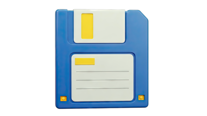 Blue 3.5-inch Floppy Disk with Yellow Label Fields