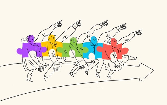 Multicolored Business team 