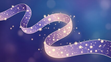 Enchanting celestial ribbon adorned with glimmering stars against a mystical blue gradient