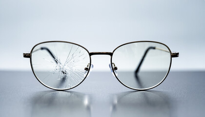 Image of glasses with a cracked lens