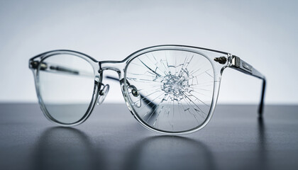 Image of glasses with a cracked lens