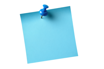 Blue paper note pinned with a blue pushpin on black background sticky