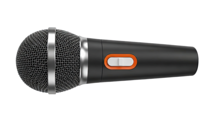 Black Microphone with Silver Trim and Orange Accent