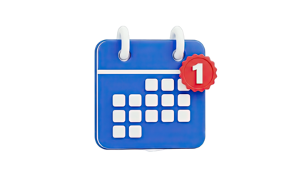 Blue calendar icon with red notification badge