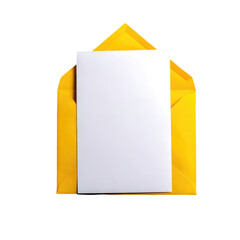 Blank white paper inside a bright yellow envelope