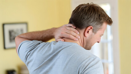 Neck Pain and Stiffness – Man Holding Neck