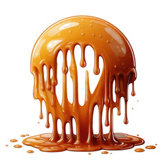 Glossy, drippy caramel glob with dark background