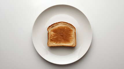 A Perfectly Toasted Slice of Bread on a White Plate: A Simple and Elegant Breakfast or Snack