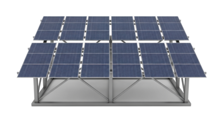 Solar Panel Array System on White Background 3D Render