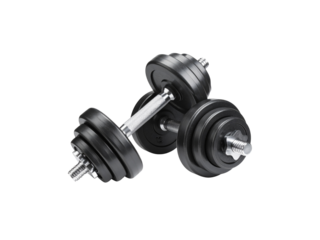 Pair of gym dumbbells isolated on transparent background