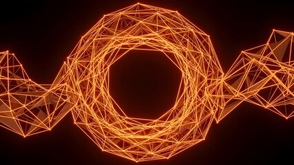 A vibrant orange wireframe displays a flowing sine wave against a dark background