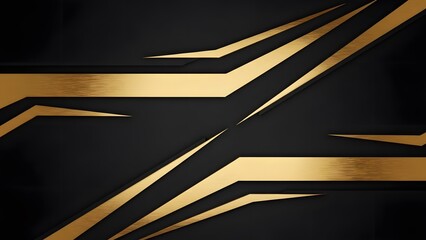 Abstract background with dynamic gold lines and sleek black shadows creates a modern design
