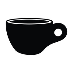 Espresso cup with handle Vector, Silhouette, Illustration