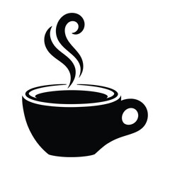 Espresso with steam rising Vector, Silhouette, Illustration