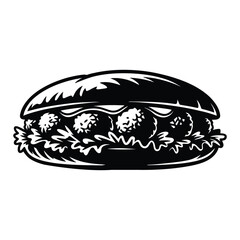 Falafel sandwich Vector, Silhouette, Illustration