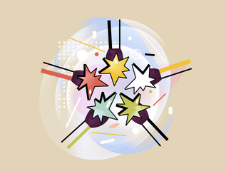 Rating and feedback star icon in abstract geometric style