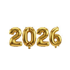 2026 Gold Foil Balloon Numbers for New Year Celebration.