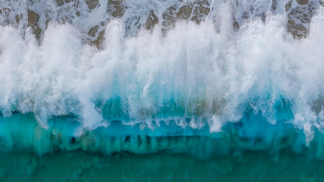 Top down view of a beautiful wave breaking