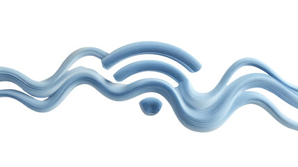 Wi-fi signal flowing with abstract blue waves, representing wireless connection, digital data, and networking technology on transparent background