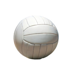 Close-up of a white, leather volleyball