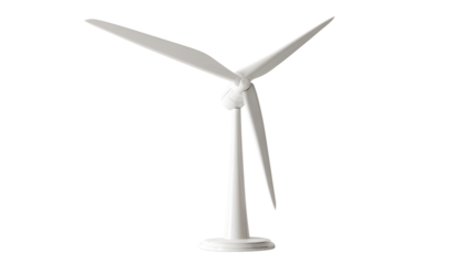 Wind turbine generating clean renewable energy, symbolizing sustainable technology and ecological power with transparent background