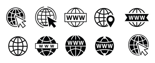 Website icon, vector WWW icon isolated on transparent background, part of a visit website vector icon set, ideal for web navigation, apps, and digital interface design.