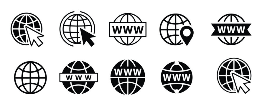 Website icon, vector WWW icon isolated on transparent background, part of a visit website vector icon set, ideal for web navigation, apps, and digital interface design.