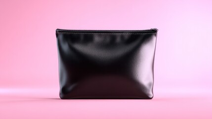 Black pouch on pink background
