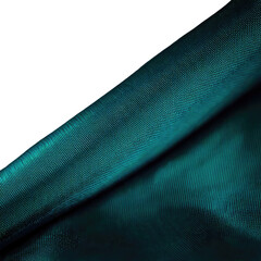 Teal fabric, draped with folds, dark background