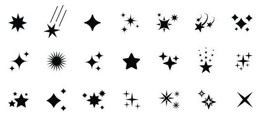  collection of star icons in vector, shining icons, shiny, sparkling vector set. © Haider