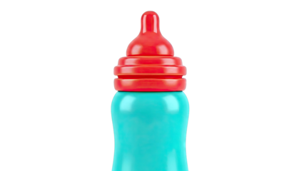 Turquoise Baby Bottle with Red Nipple