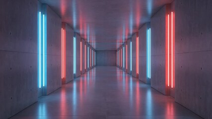 Futuristic corridor with neon lights reflecting modern architecture and design trends - Powered by Adobe