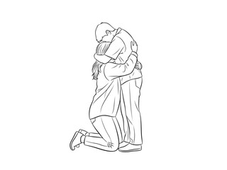 Obraz premium Man proposing to woman on one knee in romantic gesture