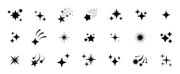 Sparkle star icons set, star set, Vector blink star, Sparkle star icons set, Shine icons. Stars sparkles vector  © FORHAD