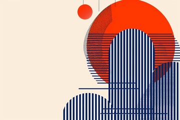 Vibrant abstract design with overlapping semicircles creating a flowing minimalist pattern