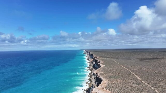 Aerial footage of Bunda Cliffs Nullabor South Australia