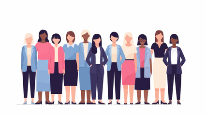 Obraz premium Empowering women from diverse backgrounds standing together in unity, symbolizing strength, collaboration, and professional solidarity for a brighter future