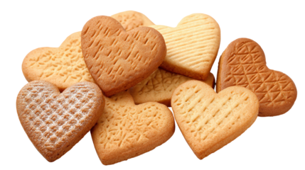 Pile of tasty heart shaped biscuits for valentines romantic gift backdrop tasty