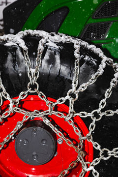Tractor Wheel with Snow Chains