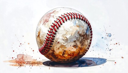 Watercolor baseball illustration
