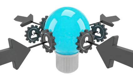 Teamwork and Collaboration Concept with Gears and Arrows