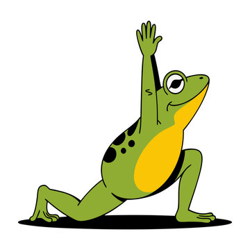 Modern simple, graphic illustration of a frog doing
yoga