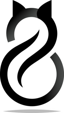 Minimalist Cat Logo in Abstract Graphic Style