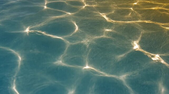 Abstract animated background loop featuring shimmering caustic light patterns dancing across a subtly rippling water surface on a bright sunny summer day technology, concept, clean