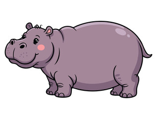 Obraz premium Vector illustration of cute hippo on white background isolated design ideal for cartoon, wildlife, animal, children, and playful themed creative artwork