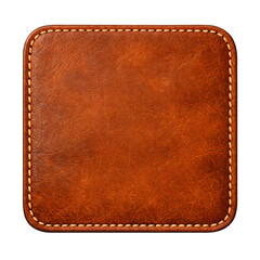 Brown leather square isolated on transparent background